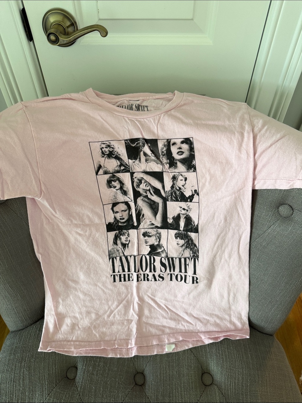 Taylor Swift Pink The Eras Tour Grid Photo Graphic Tee. Size youth medium